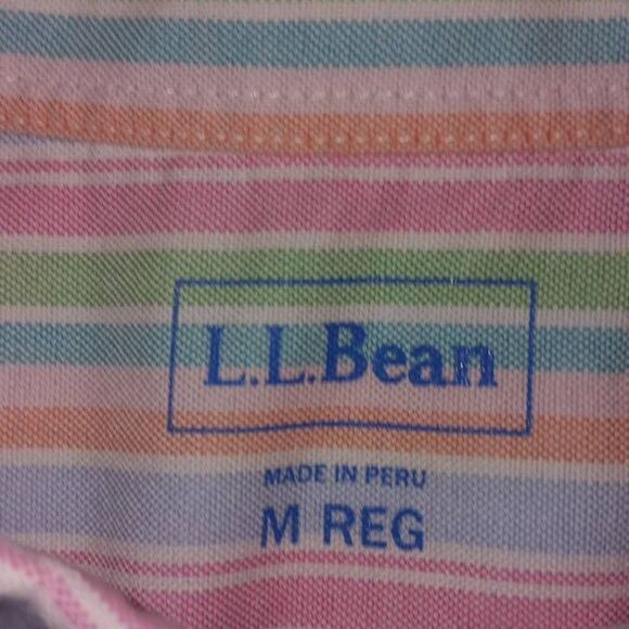 LL Bean Women's 3/4 Length Button Down Shirt  •Size Medium  • Striped Blue,Green - Picture 1 of 6